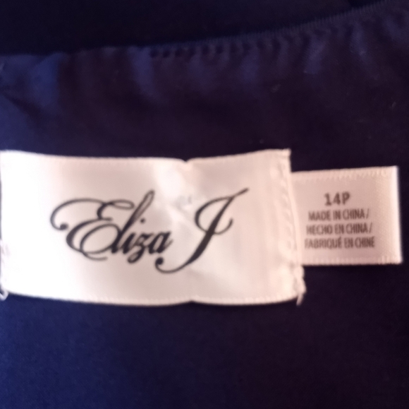 Eliza J Navy Sweetheart Neckline Off Shoulder High Low Mermaid Form Fitting Gown - Picture 9 of 10